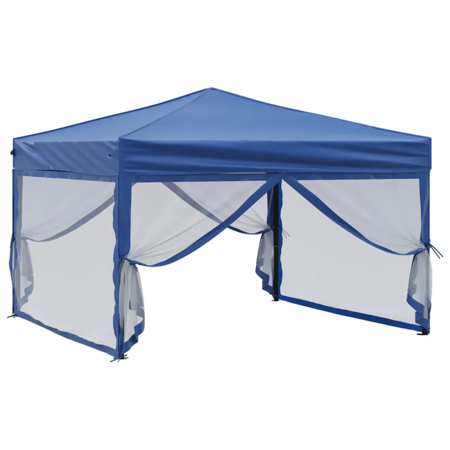 Tente de réception pliable avec parois Bleu 3x3 m - 3