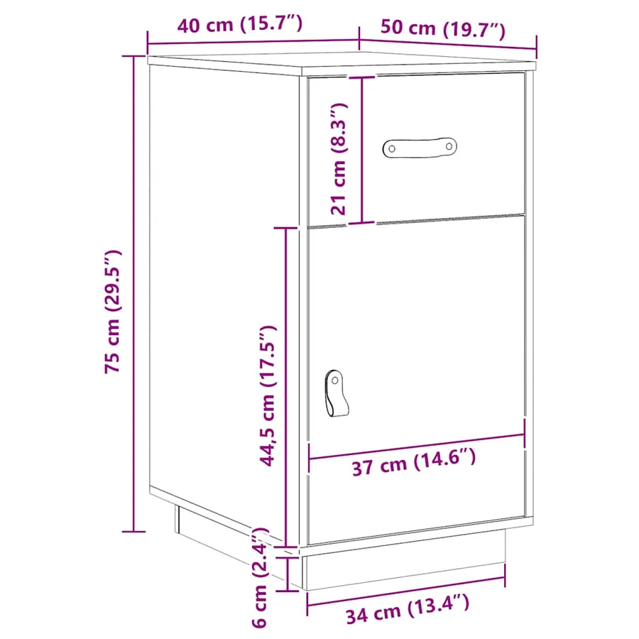 Armoire de bureau Marron miel 40x50x75 cm Bois massif de pin - 11