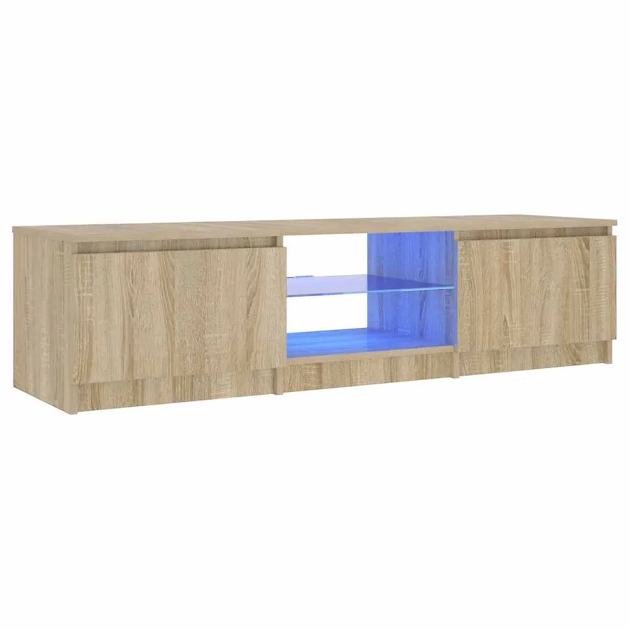 Meuble TV avec lumières LED Chêne fumé 140x40x36 cm - 5