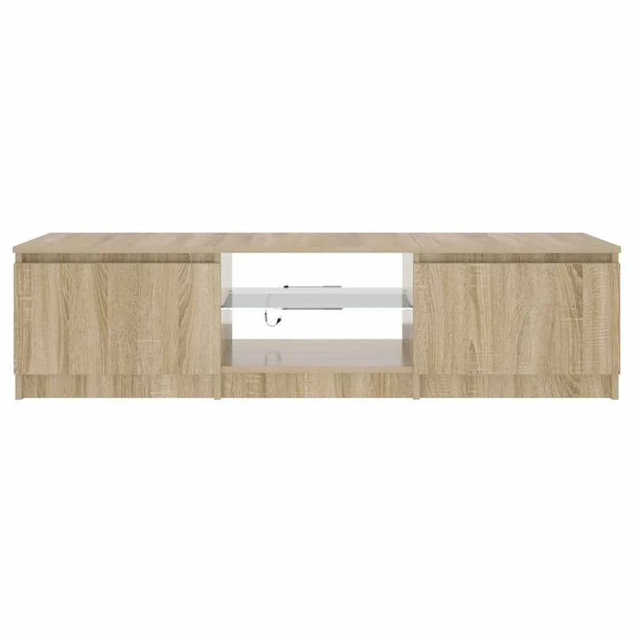 Meuble TV avec lumières LED Chêne fumé 140x40x36 cm - 6