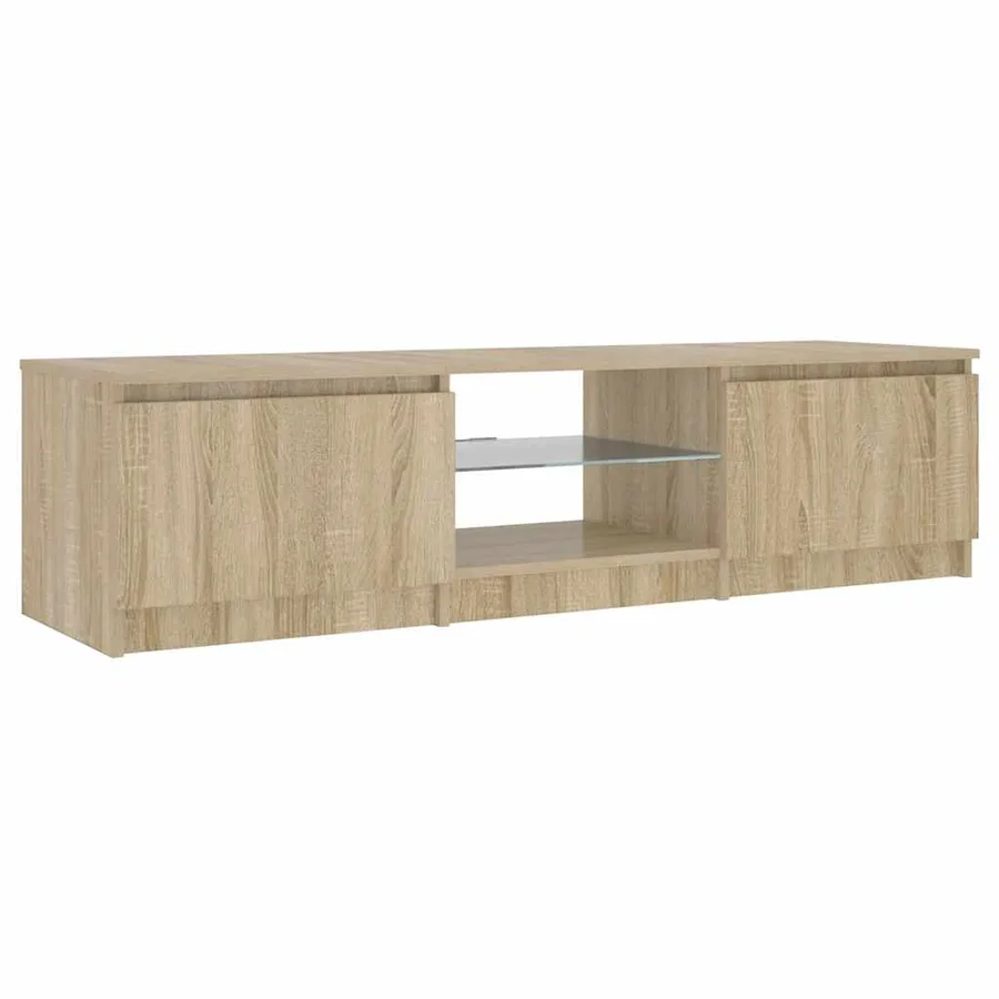 Meuble TV avec lumières LED Chêne fumé 140x40x36 cm - 7
