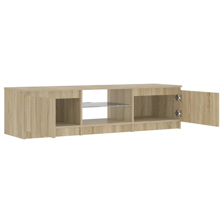 Meuble TV avec lumières LED Chêne fumé 140x40x36 cm - 8