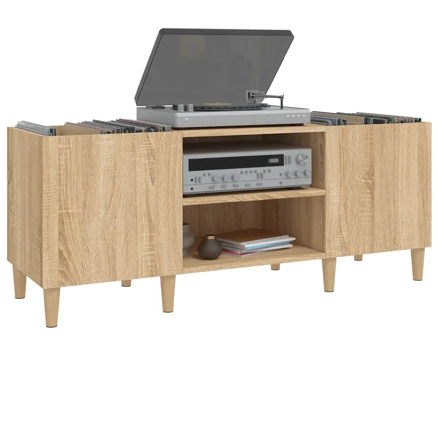 Meuble à disques Chêne Sonoma 121x38x48 cm Bois d'ingénierie - 4