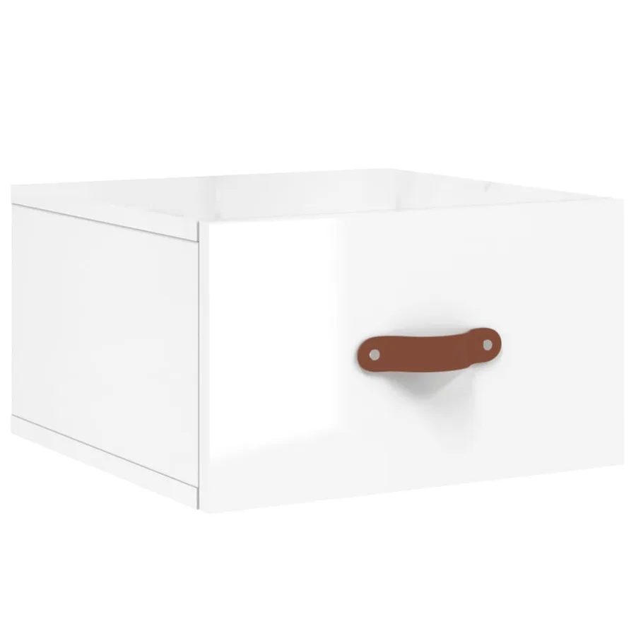 Tables de chevet murales 2 pcs blanc brillant 35x35x20 cm - 3