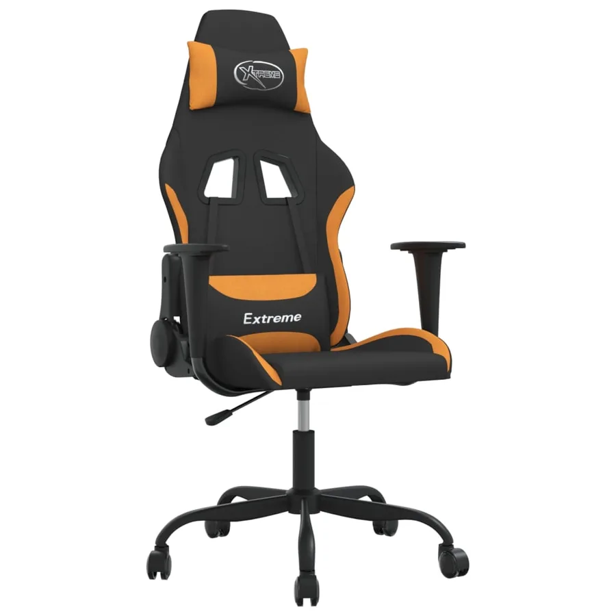 Chaise de jeu de massage Noir et orange Tissu - 2