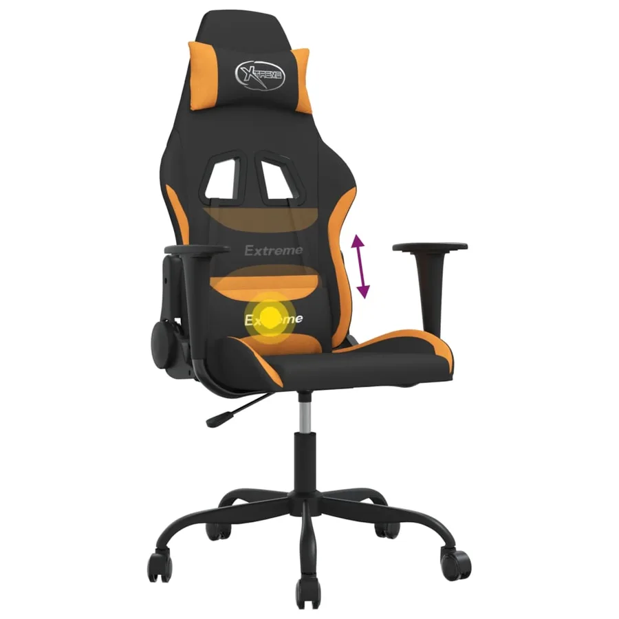 Chaise de jeu de massage Noir et orange Tissu - 7