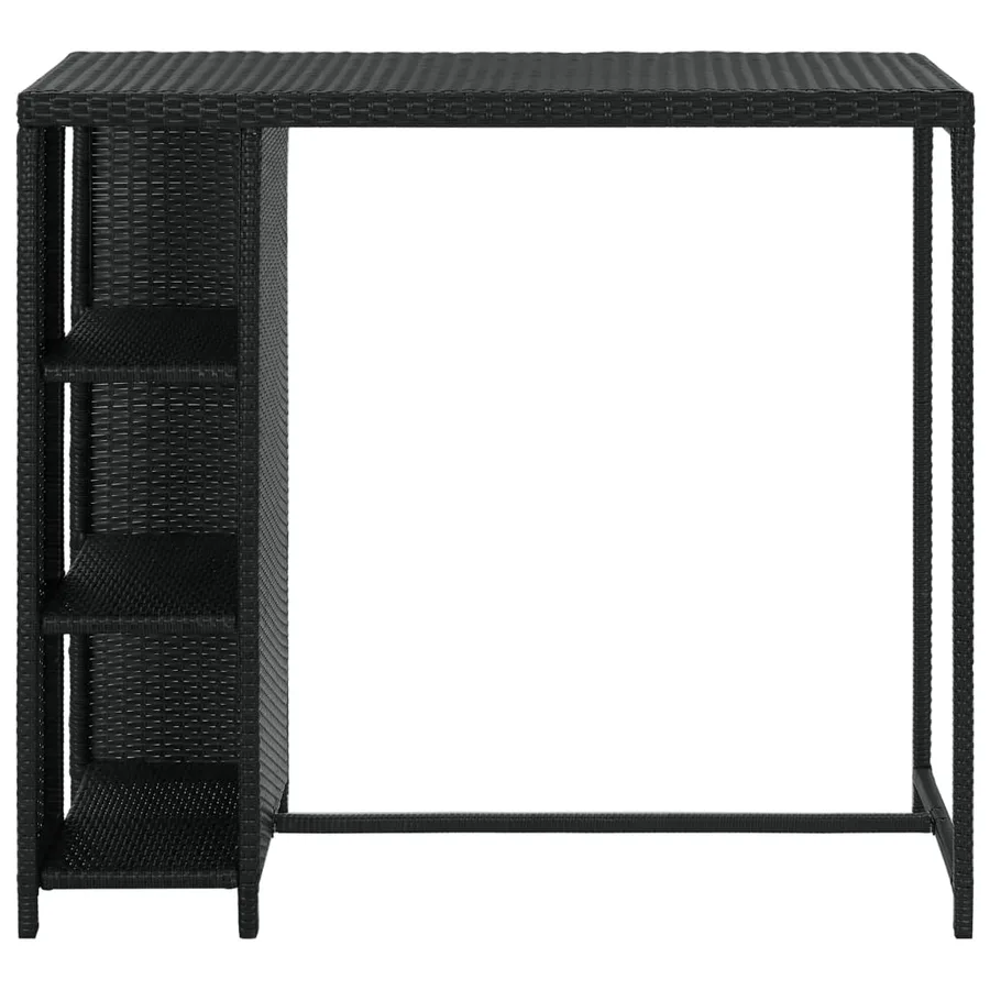 Table de bar avec rangement Noir 120x60x110 cm Résine tressée - 2