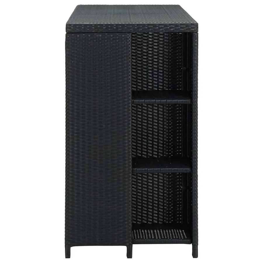 Table de bar avec rangement Noir 120x60x110 cm Résine tressée - 3