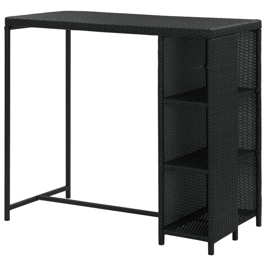 Table de bar avec rangement Noir 120x60x110 cm Résine tressée - 4