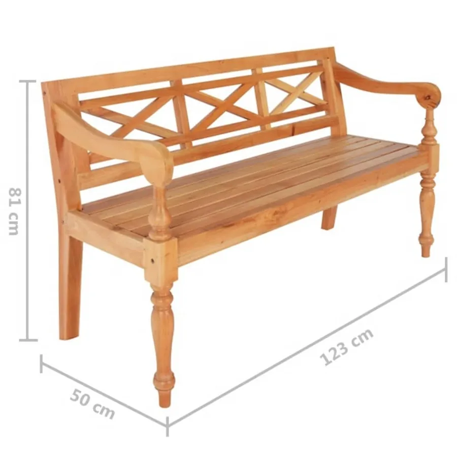Banc Batavia 123 cm Bois d'acajou massif Marron clair - 6