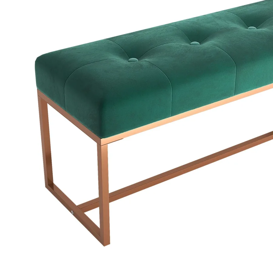 Banc Vert foncé 110x36x45 cm Velours - 5