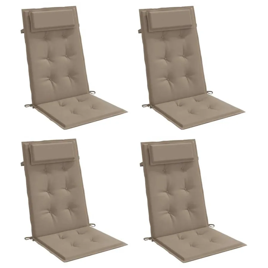 Coussins de chaise à dossier haut lot de 4 taupe tissu oxford - 3