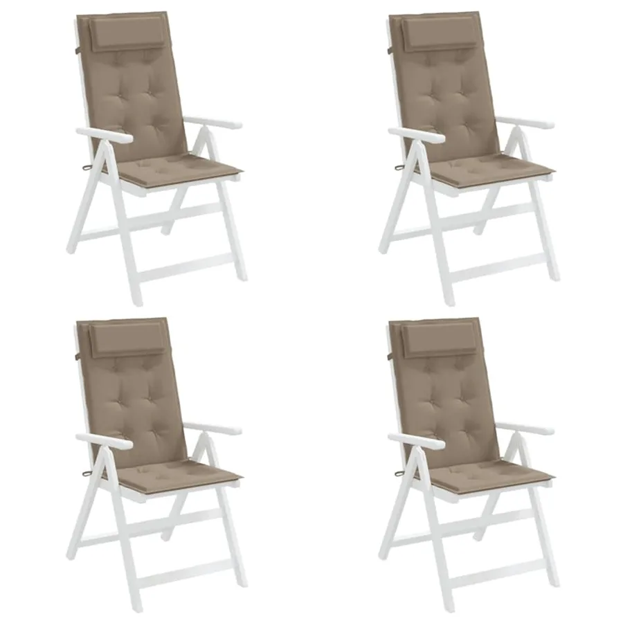Coussins de chaise à dossier haut lot de 4 taupe tissu oxford - 4