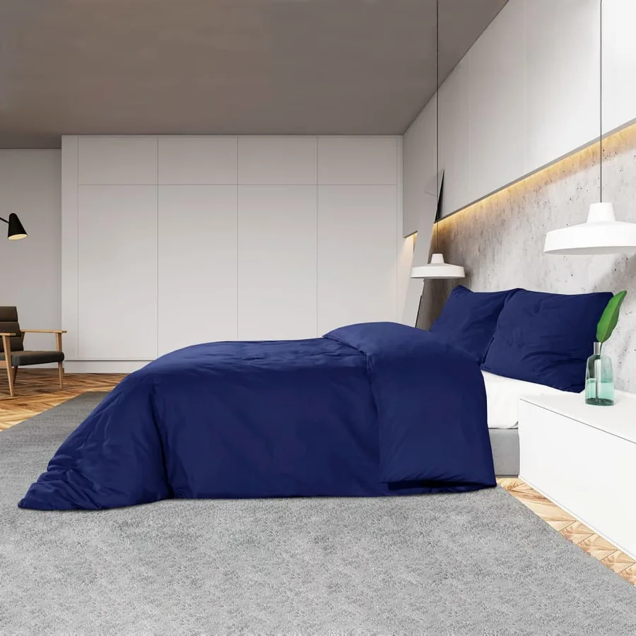 Ensemble de housse de couette Bleu marine 200x200 cm Coton - 4