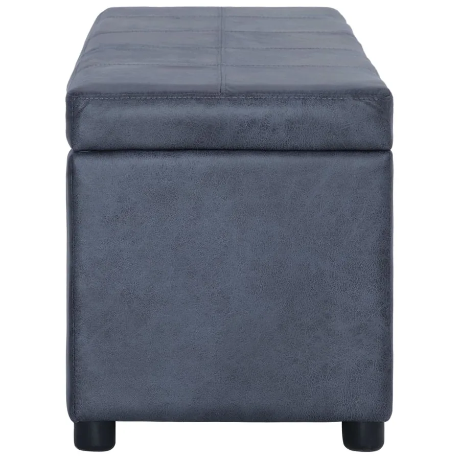Banc avec compartiment de rangement 116 cm Gris Similicuir daim - 3