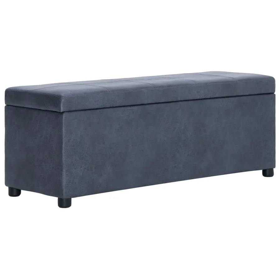 Banc avec compartiment de rangement 116 cm Gris Similicuir daim - 4