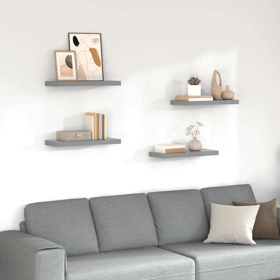Étagères murales flottantes 4 pcs Gris 60x23,5x3,8 cm MDF