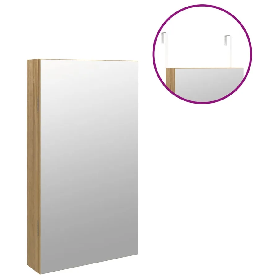 Armoire à bijoux avec miroir et éclairage LED mural - 9