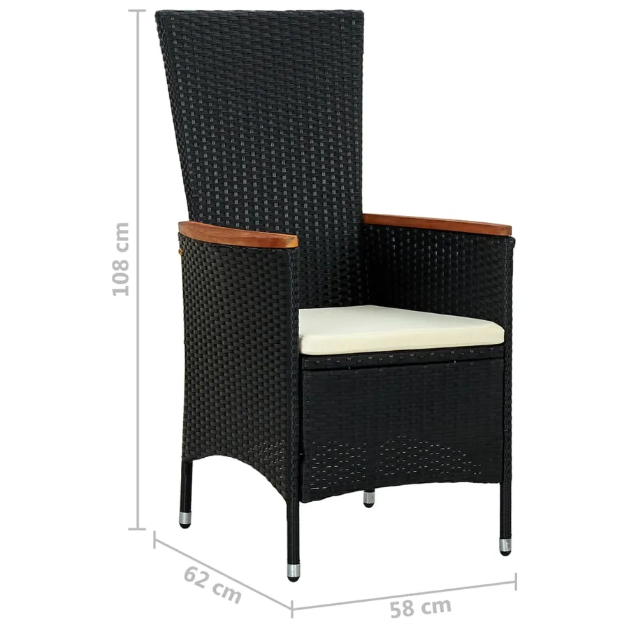 Ensemble à manger d'extérieur 7pcs Résine tressée acacia Noir - 11