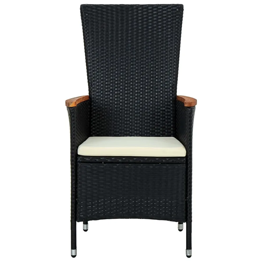 Ensemble à manger d'extérieur 7pcs Résine tressée acacia Noir - 4