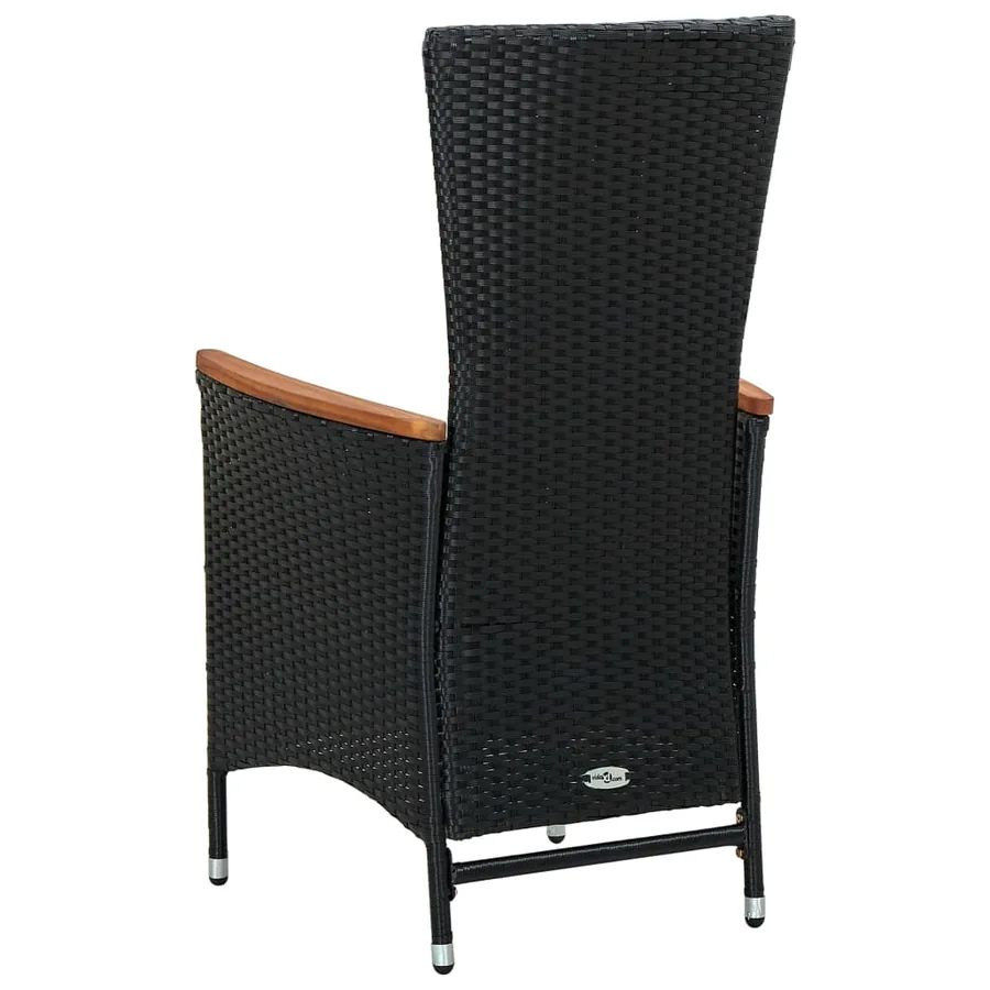 Ensemble à manger d'extérieur 7pcs Résine tressée acacia Noir - 5