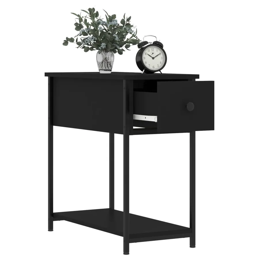 Table de chevet noir 30x60x60 cm Bois d’ingénierie - 4