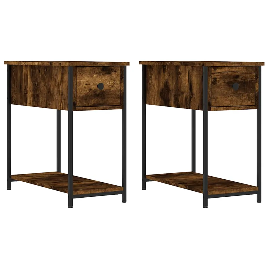 Tables de chevet 2 pcs chêne fumé 30x60x60 cm bois d'ingénierie - 2