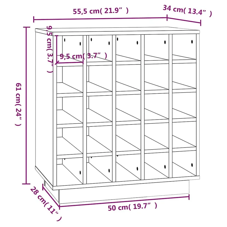 Armoire à vin 55,5x34x61 cm Bois de pin massif - 8