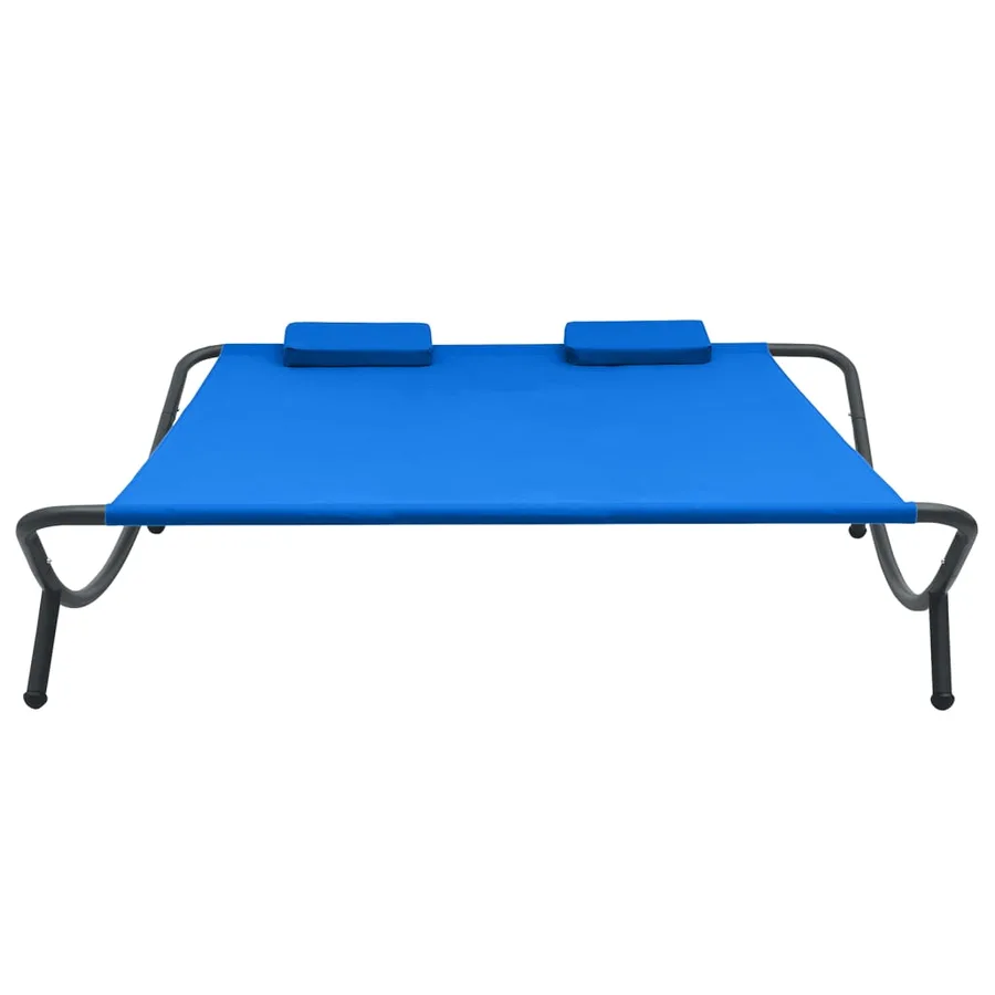 Chaise longue d'extérieur tissu bleu - 2