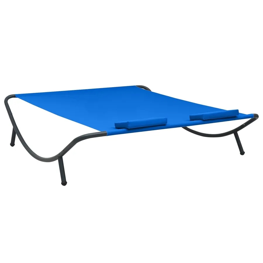 Chaise longue d'extérieur tissu bleu - 4