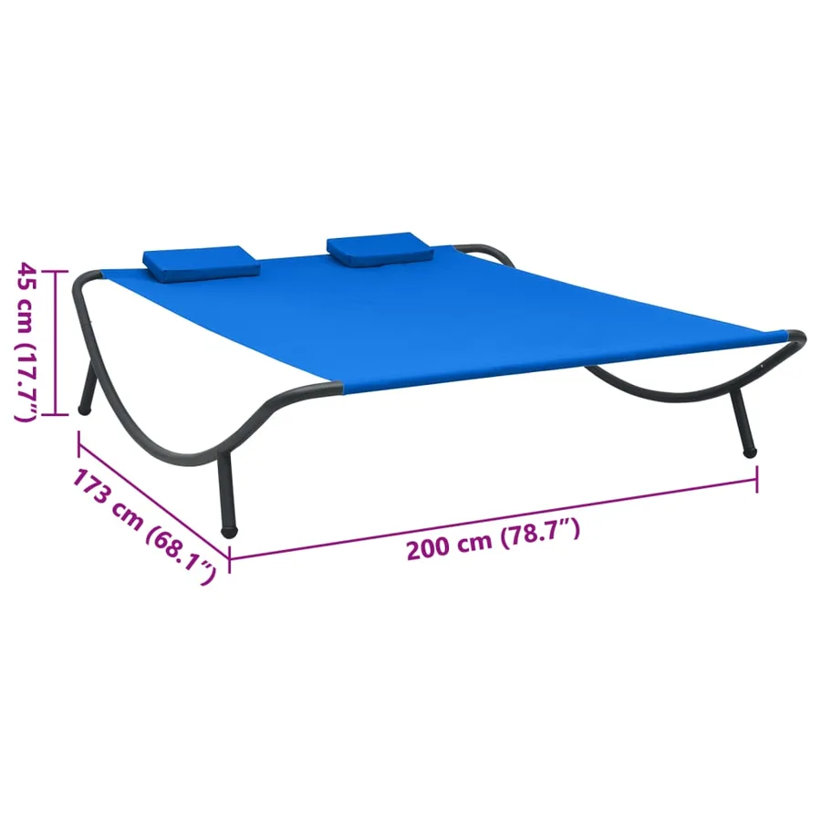 Chaise longue d'extérieur tissu bleu - 7