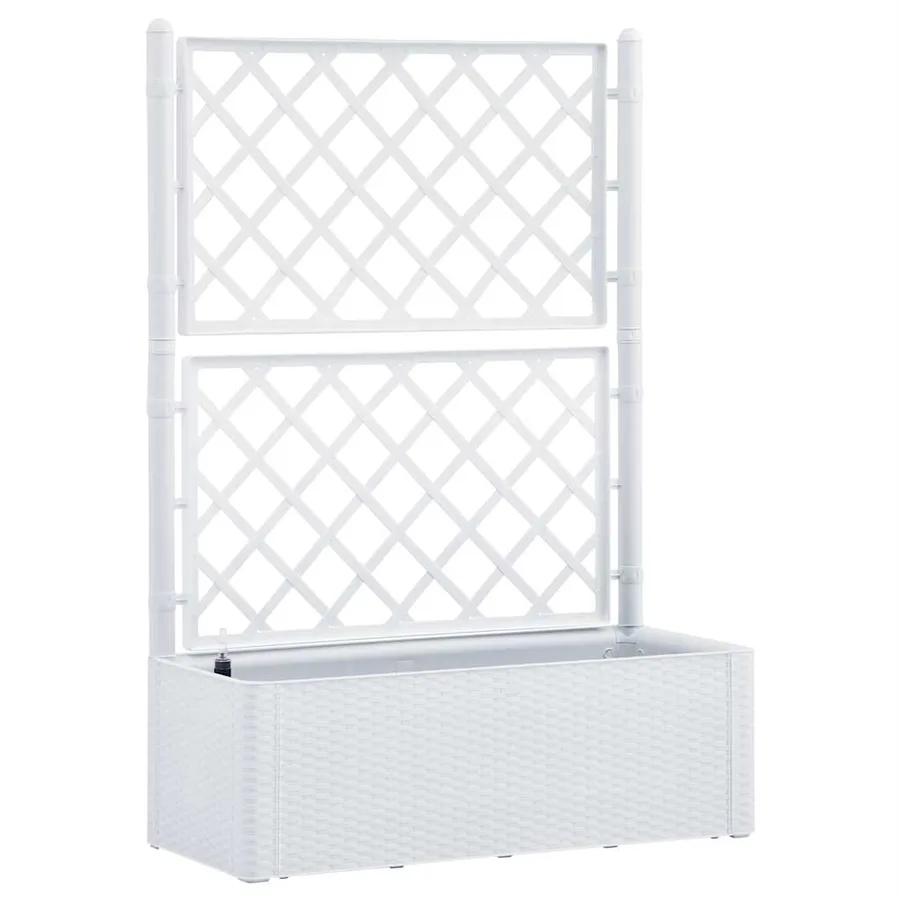 Lit surélevé de jardin et treillis et système d'arrosage Blanc - 2