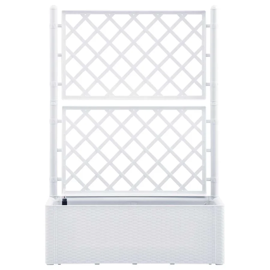 Lit surélevé de jardin et treillis et système d'arrosage Blanc - 3
