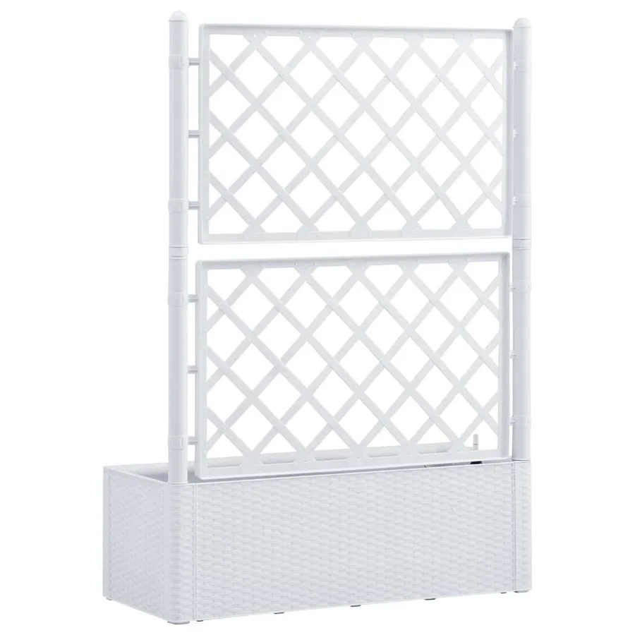 Lit surélevé de jardin et treillis et système d'arrosage Blanc - 5