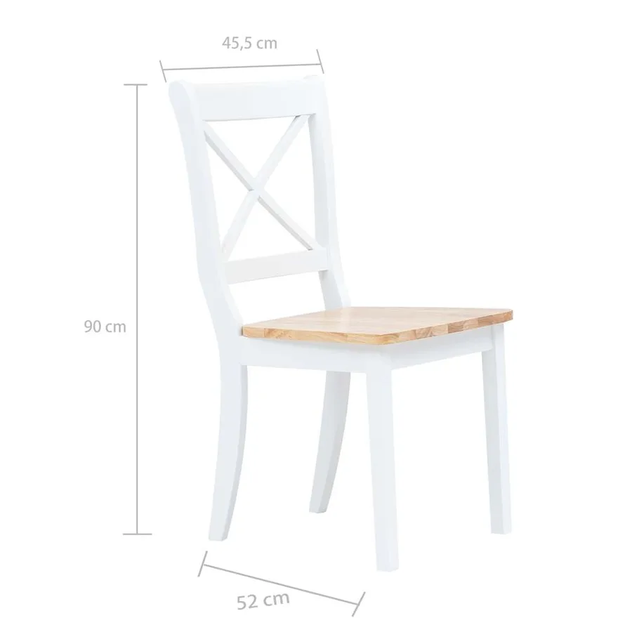 Chaises à manger lot de 4 blanc et bois clair bois hévéa massif - 7