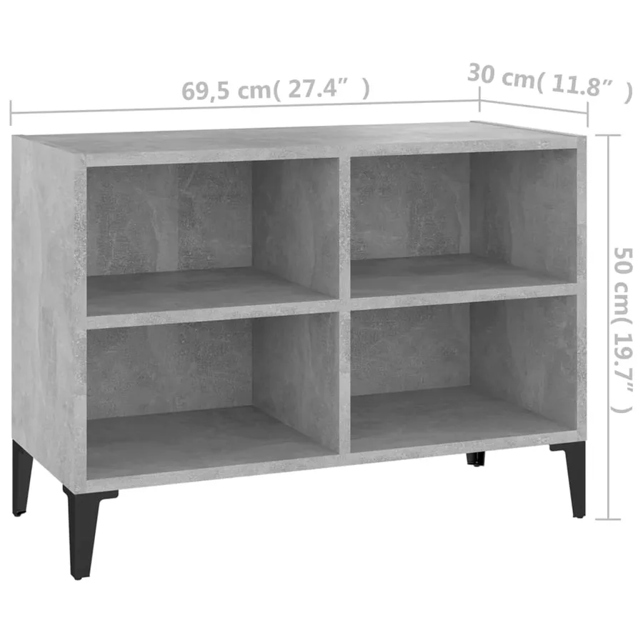 Meuble TV avec pieds en métal Gris béton 69,5x30x50 cm - 6