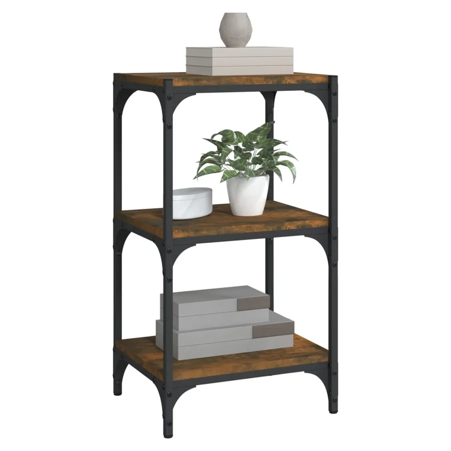 Bibliothèque Chêne fumé 40x33x70,5cm Bois d'ingénierie et acier - 4