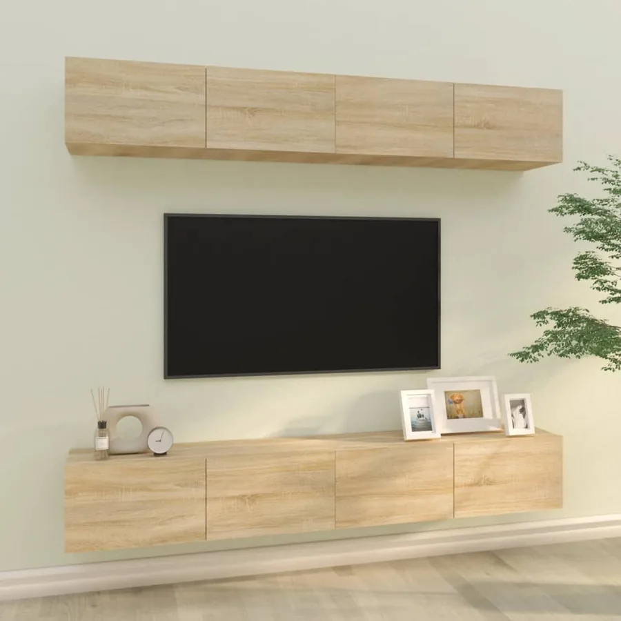 Meubles TV muraux 4 pcs chêne sonoma 100x30x30 cm