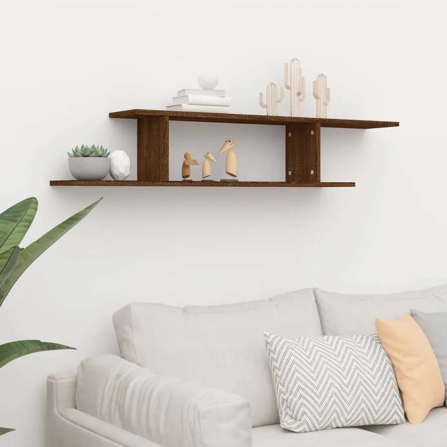 Étagère TV murale Chêne marron 125x18x23 cm Bois d'ingénierie - 3