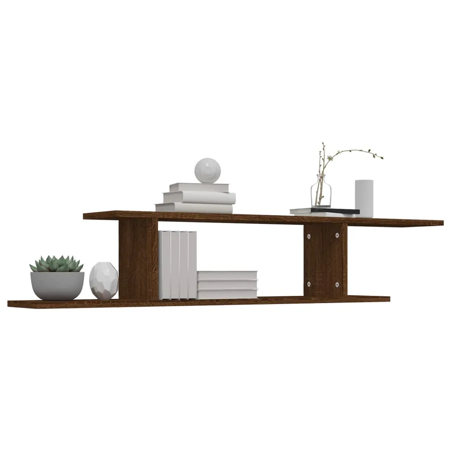 Étagère TV murale Chêne marron 125x18x23 cm Bois d'ingénierie - 4