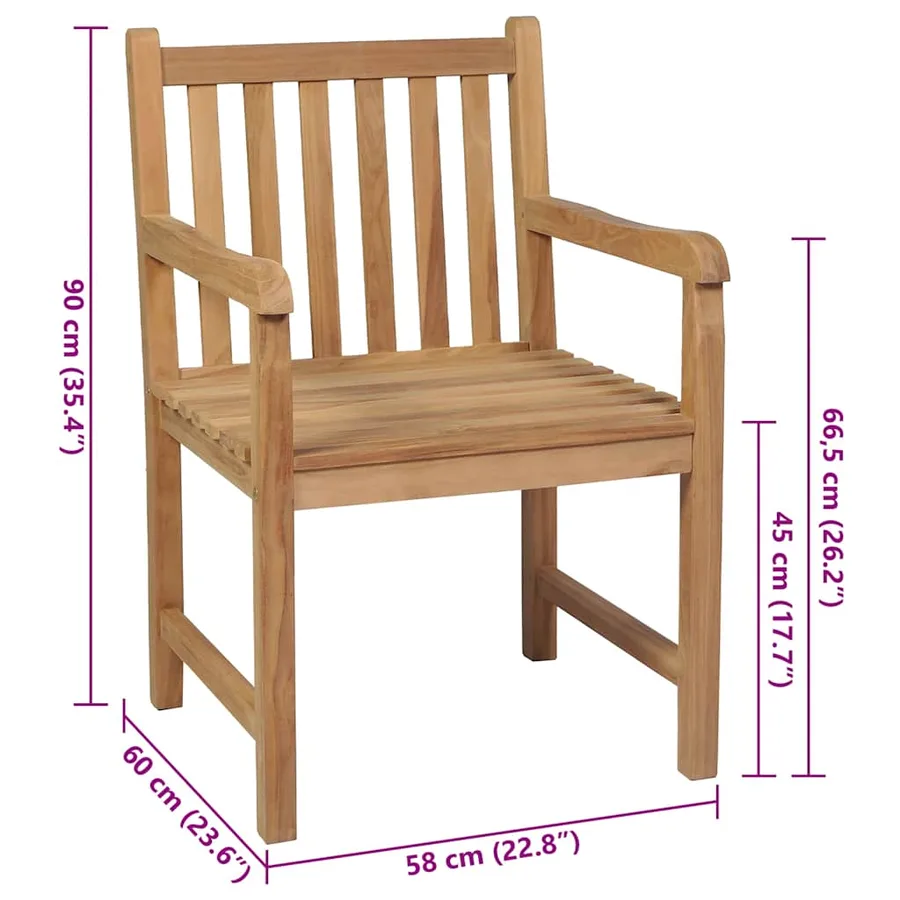 Chaises de jardin lot de 2 et coussins rouge Bois teck massif - 9