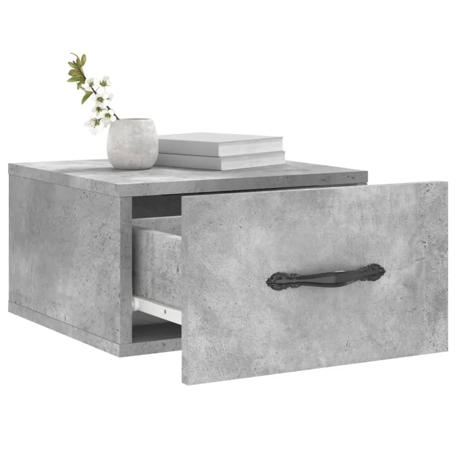 Table de chevet murale gris béton 35x35x20 cm - 4
