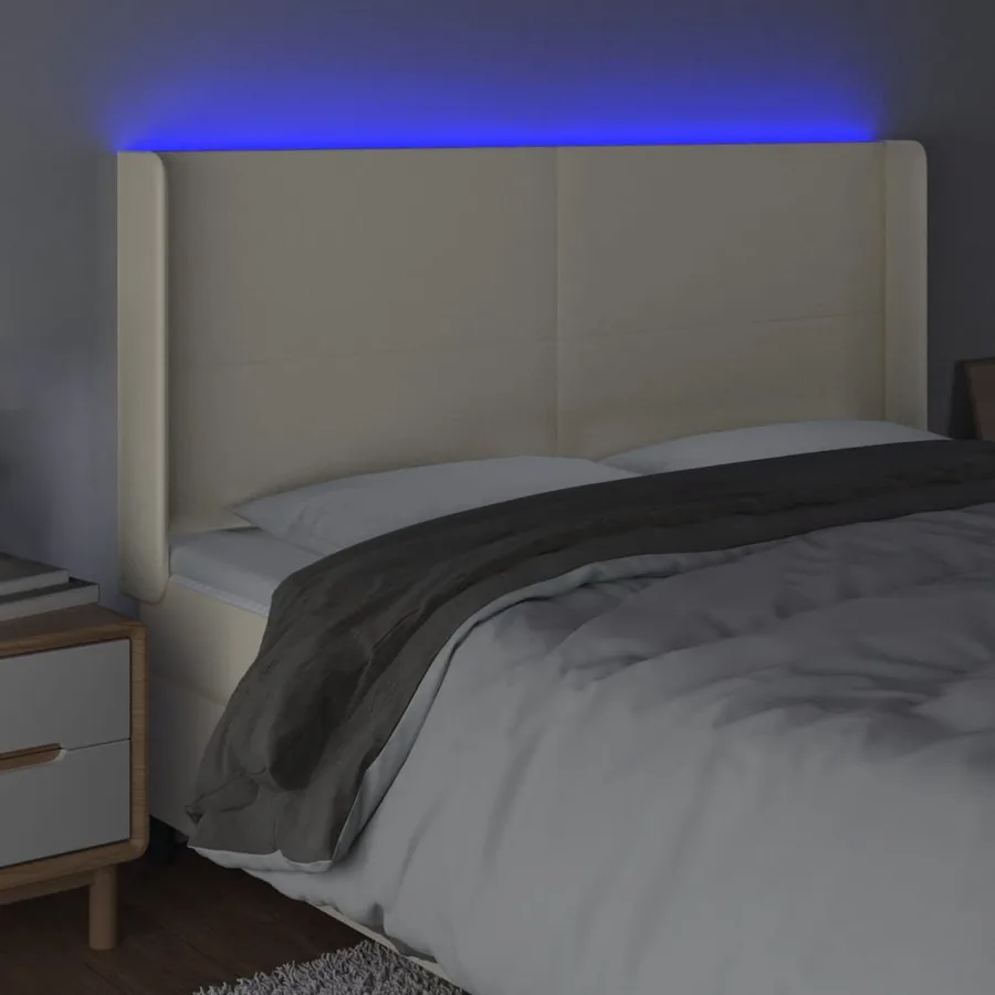 Tête de lit à LED Crème 183x16x118/128 cm Similicuir - 4