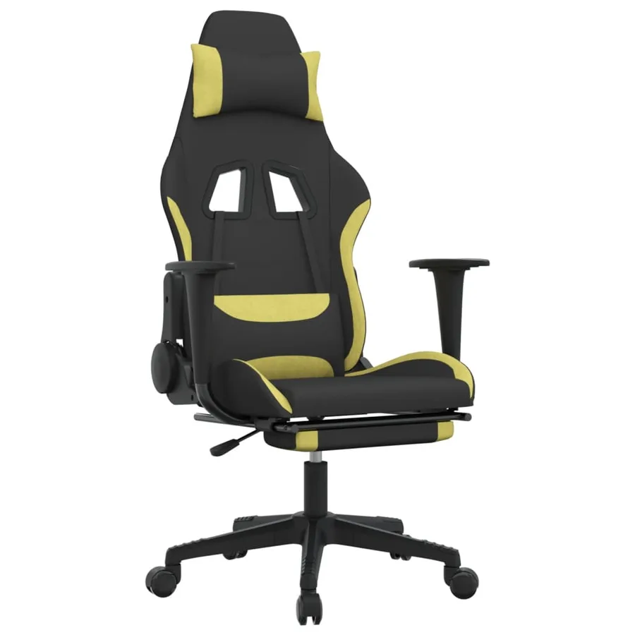 Chaise de jeu avec repose-pied Noir et vert clair - 2