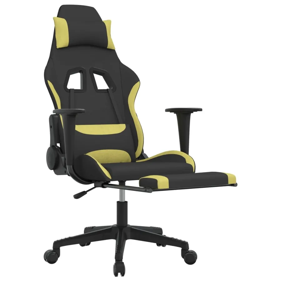 Chaise de jeu avec repose-pied Noir et vert clair - 6
