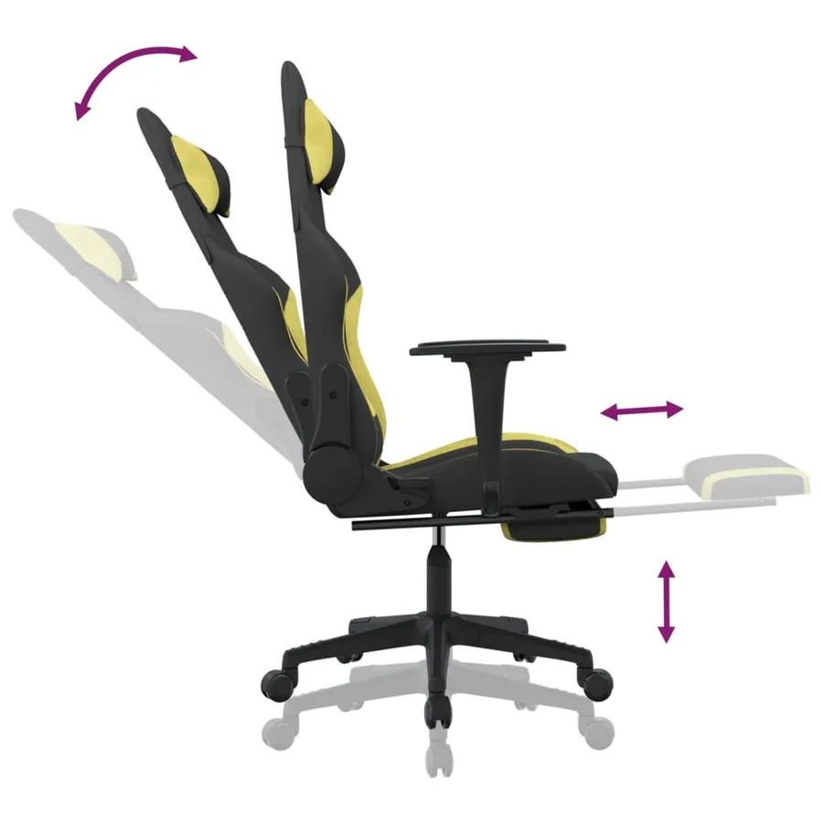 Chaise de jeu avec repose-pied Noir et vert clair - 7