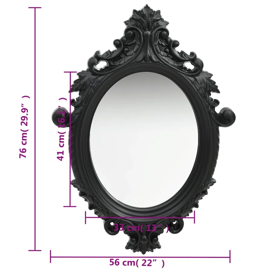 Miroir mural style château 56x76 cm Noir - 5