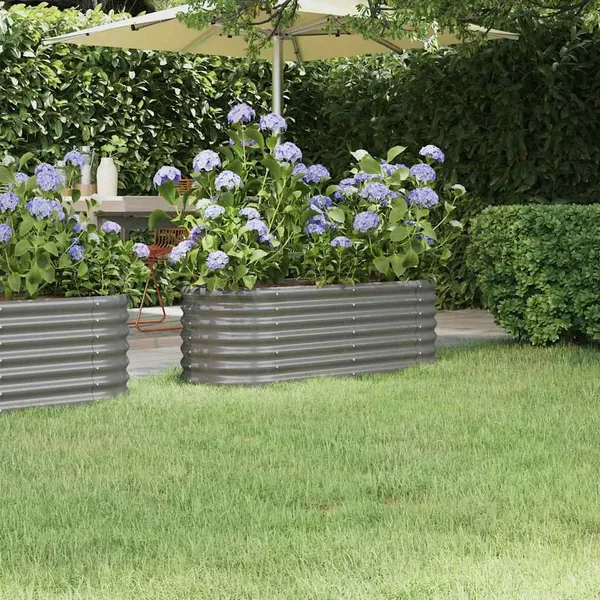 Lit surélevé de jardin Acier galvanisé 114x40x36 cm gris