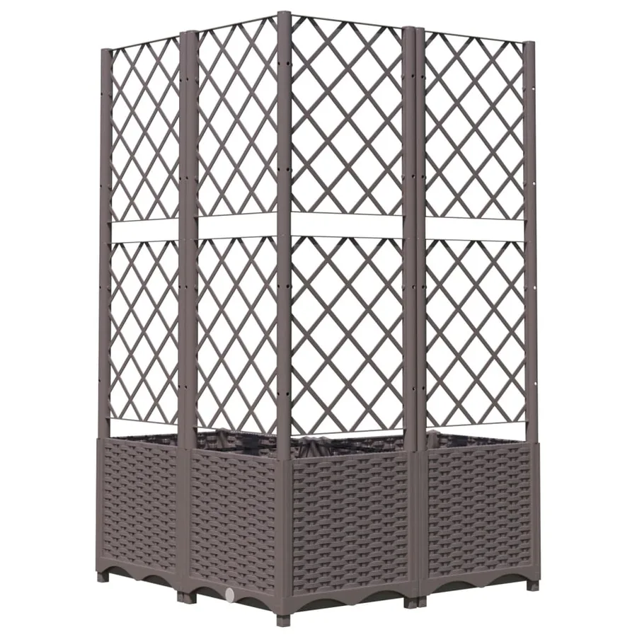 Jardinière avec treillis Marron 80x80x136 cm PP - 6