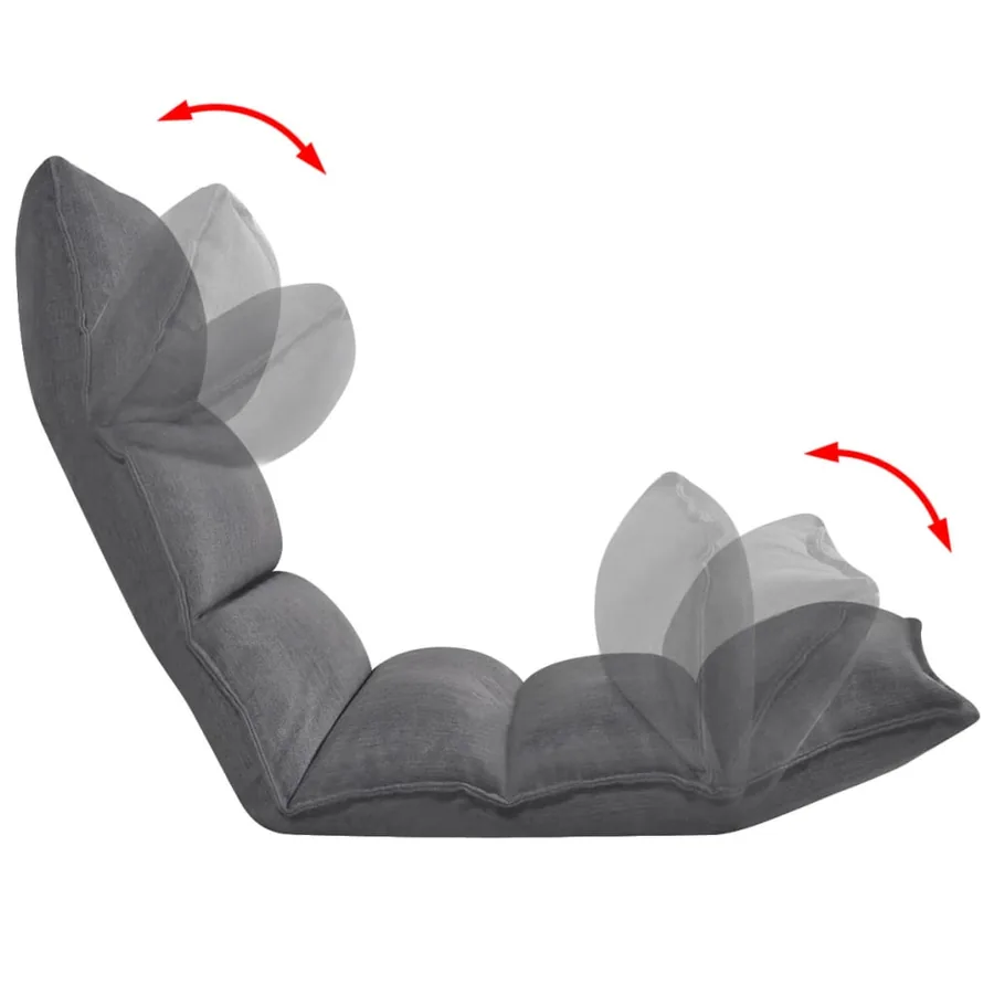 Chaise longue pliable de sol Gris Tissu - 4